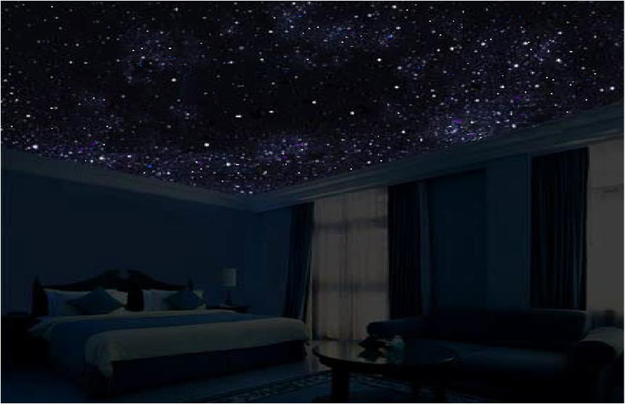 Натяжной потолок звёздное небо по классической технологии с фото